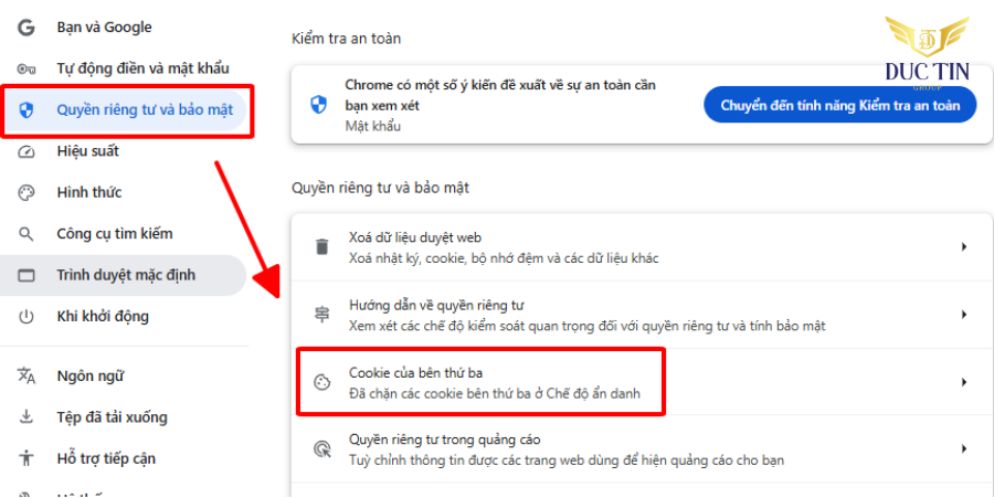 Xóa cookie từ Chrome